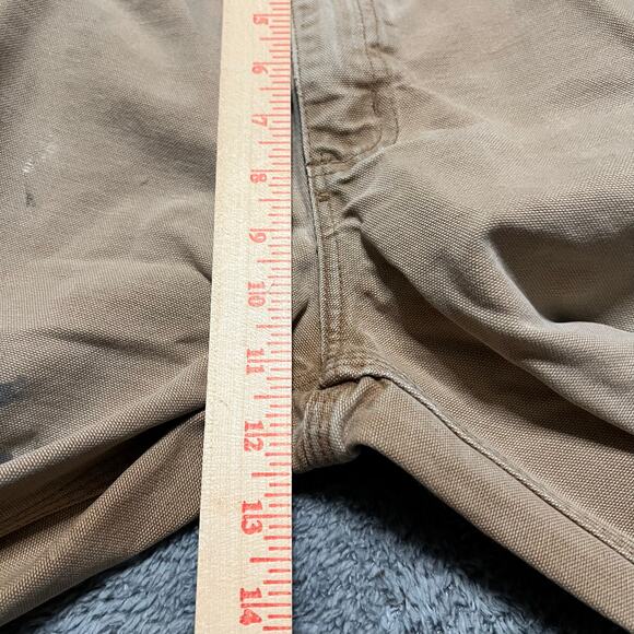 Carhartt Pants Mens 32 X32 Dungaree Light Brown Tan Distressed Carpenter - Picture 8 of 10